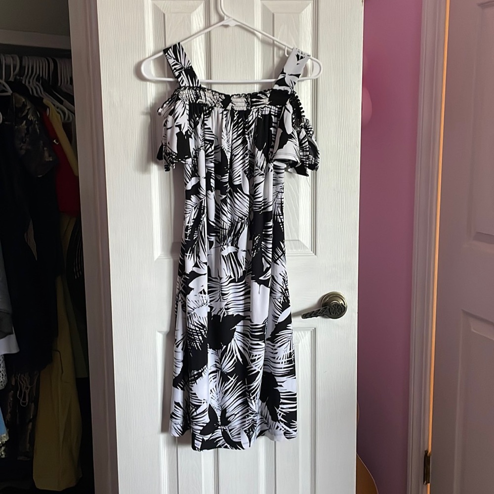 Off the shoulder summer dress floral print elastic neckline